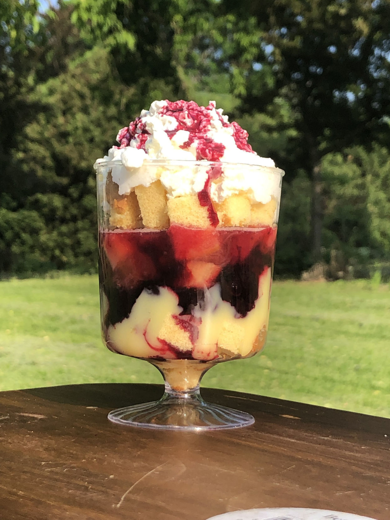 Boozy Berries and Barb Trifle